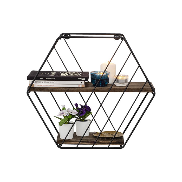 Hanah Home Liliales Estante Flotante Negro y Nogal Oscuro Hanah Home Liliales Estante Flotante Negro y Nogal Oscuro